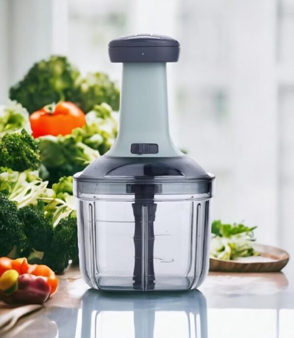 Manual Hand Press Chopper with 4 Blades (900 ML) - Image 2