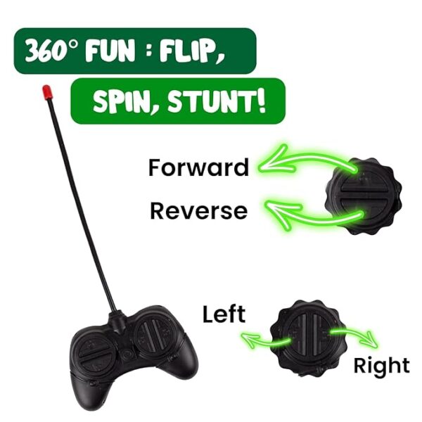 Rechargeable 360° Rotating & Rolling Small Stunt Car Toy with USB Cable & Remote Controller - Image 2